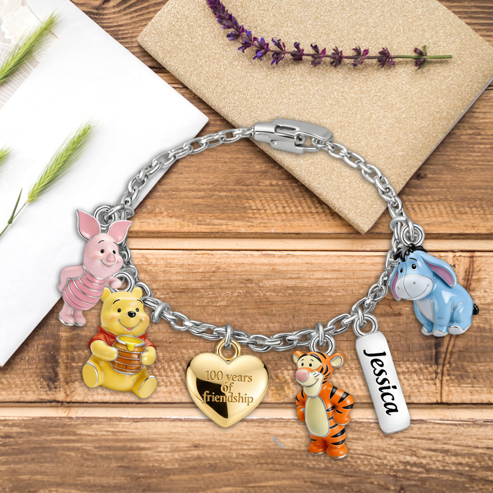 100 Years Of Friendship - Personalized Yellow Bear Bracelet With Charms