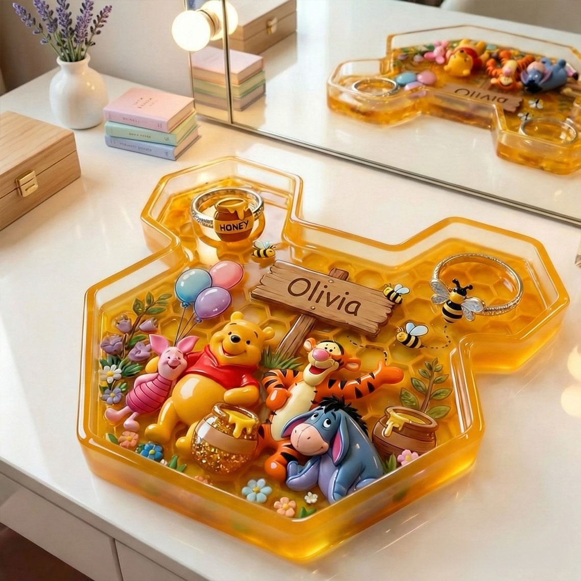 Sweet Honey Forest - Personalized Yellow Bear Catch-All Tray