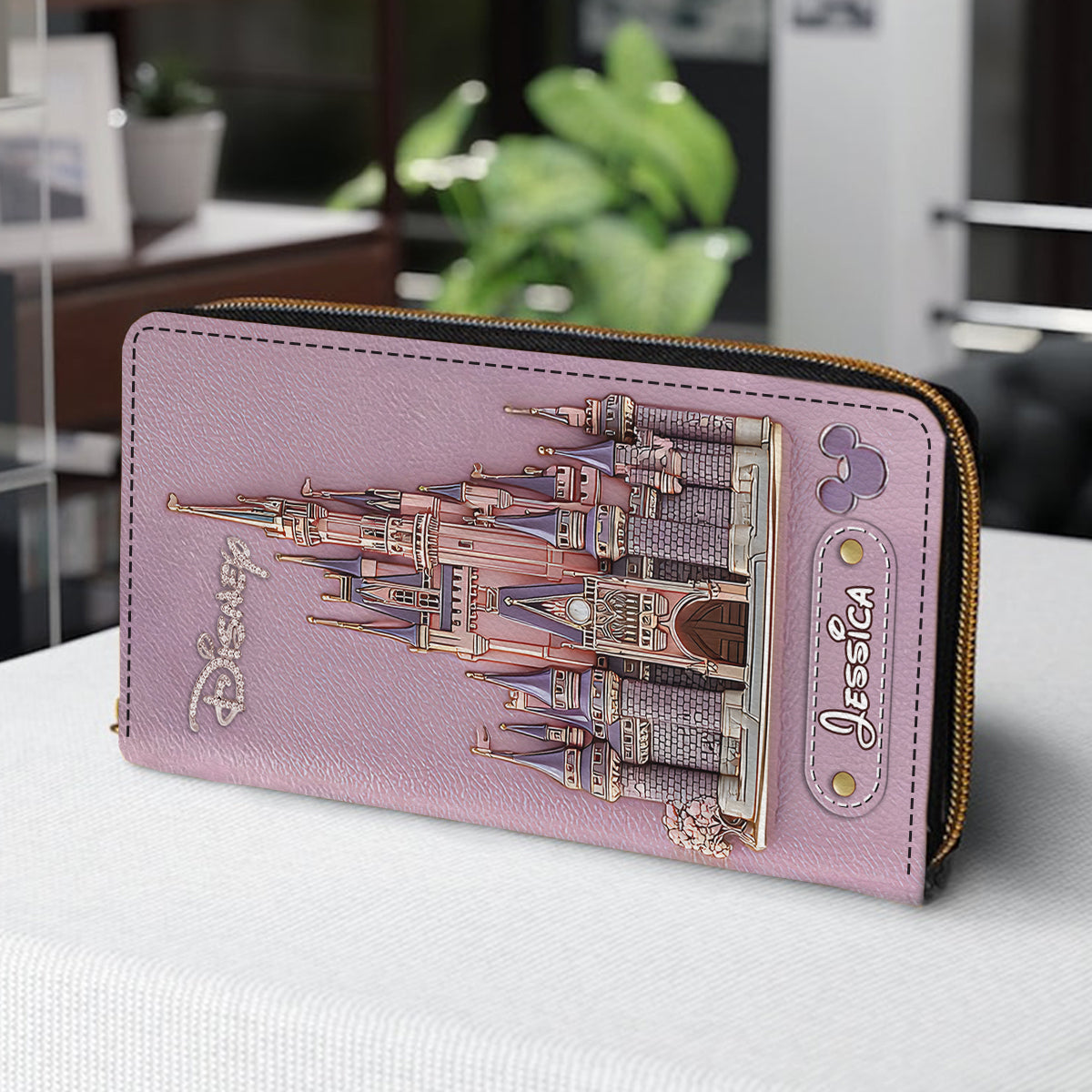 Magical Day Custom Name - Personalized Mouse Leather Long Wallet