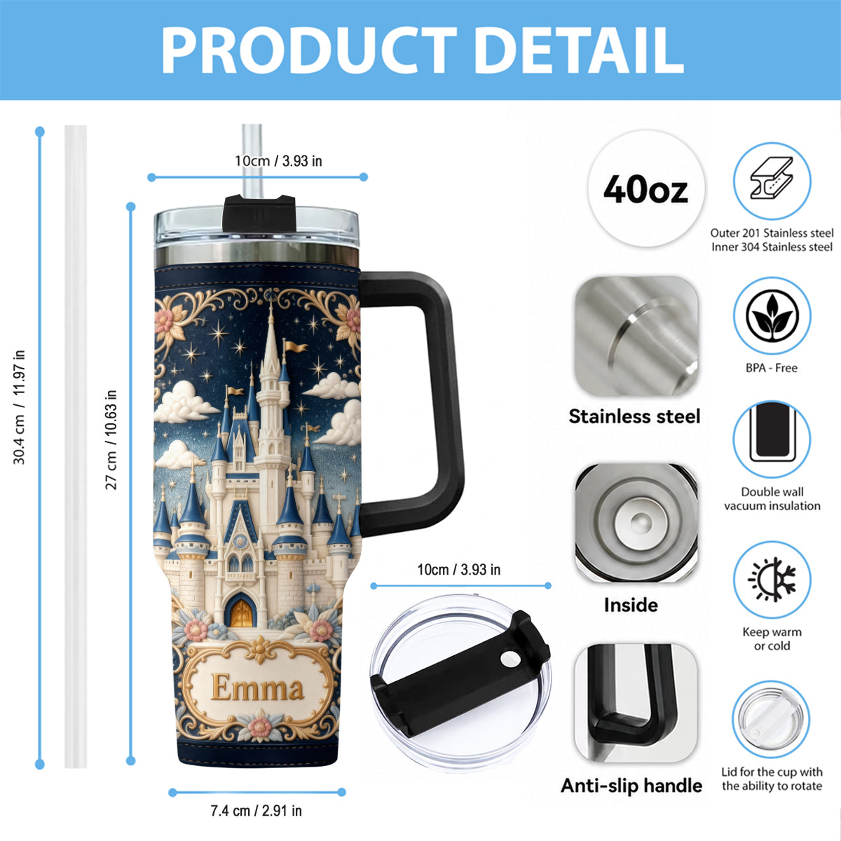 Magic Castle - Personalized Dream Trip Tumbler With Handle