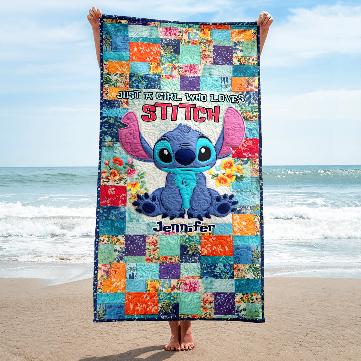 Just A Girl Who Loves Stitchs - Personalized Ohana Quick-dry Beach Towel/ Bath Towel