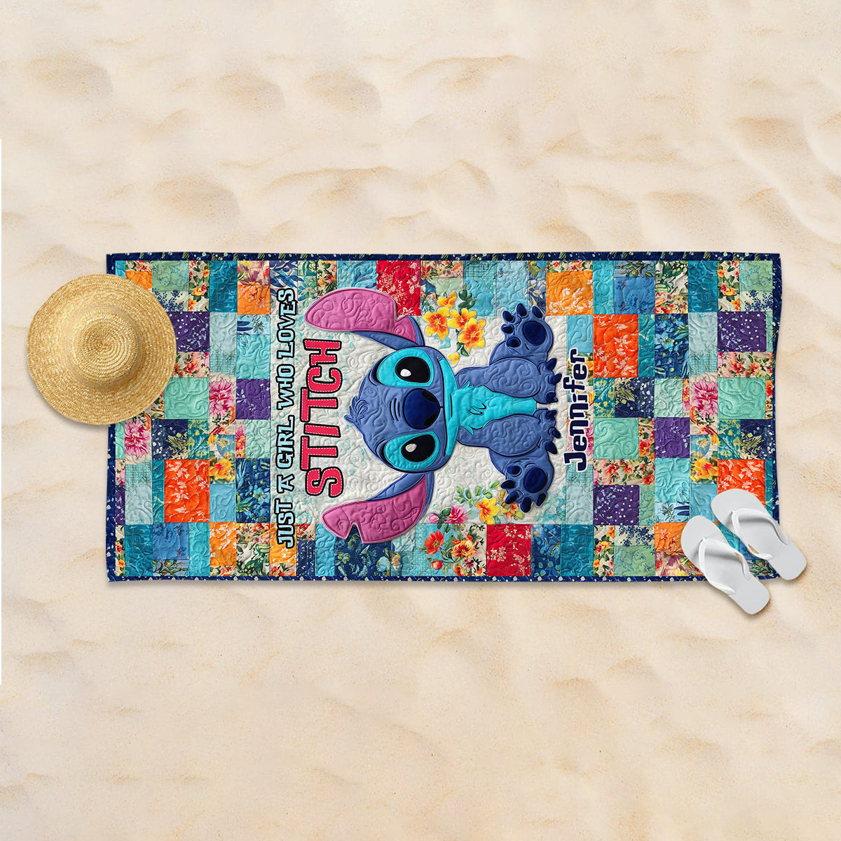 Just A Girl Who Loves Stitchs - Personalized Ohana Quick-dry Beach Towel/ Bath Towel