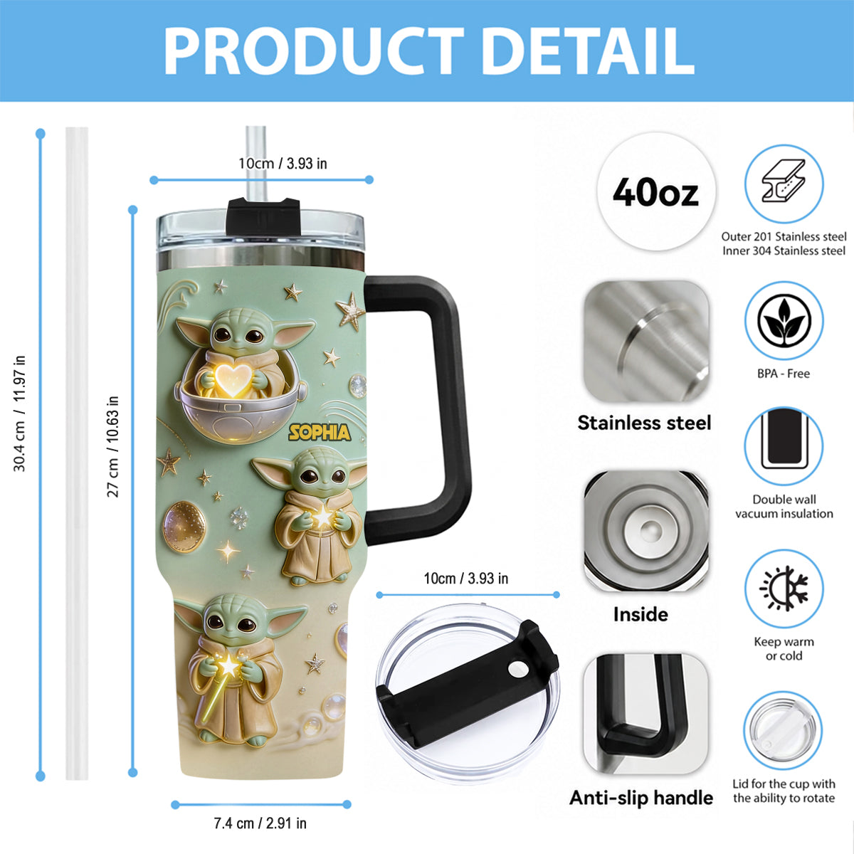 Cute Baby - Personalized The Force Tumbler With Plush Charm