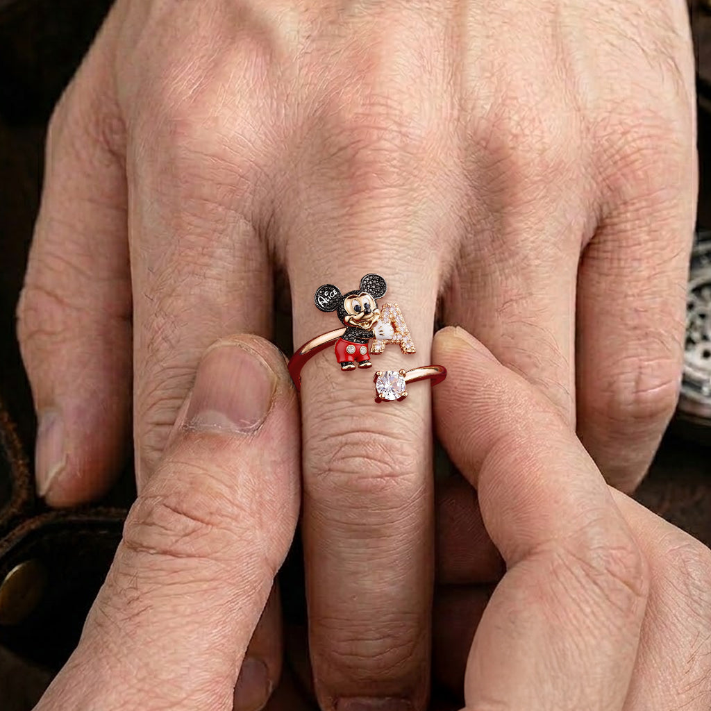 Fantasy Character Holding Love Letter - Personalized Mouse Adjustable Shaped Ring
