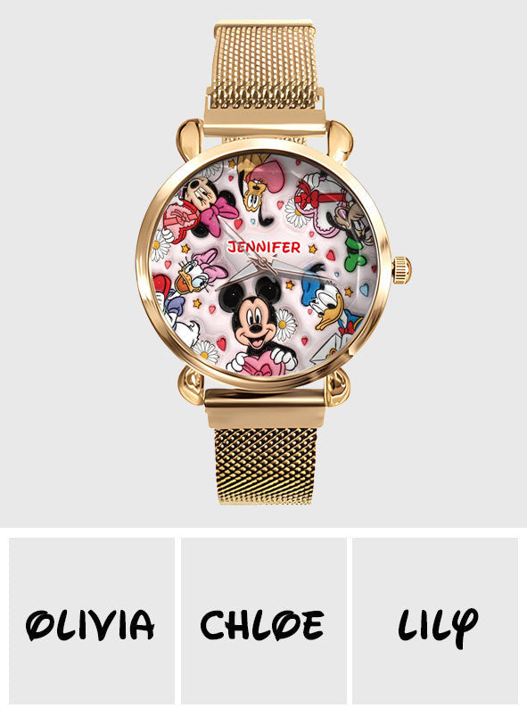 Fun-Loving Mouse, Duck, and Dog Character Design - Personalized Mouse Women Hand Watch