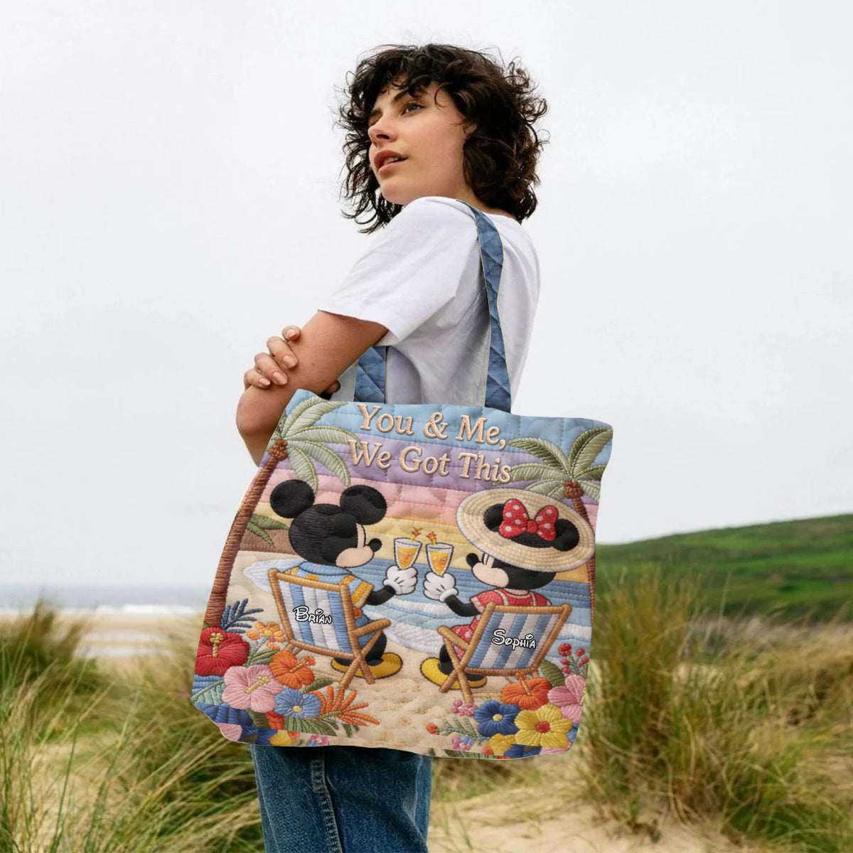 It's Beach Time - Personalized Mouse Quilted Tote Bag