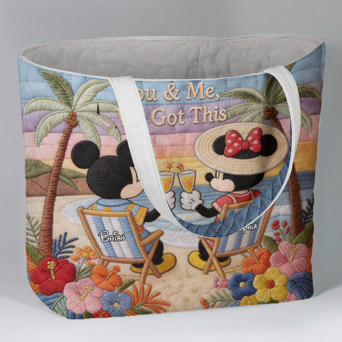 It's Beach Time - Personalized Mouse Quilted Tote Bag
