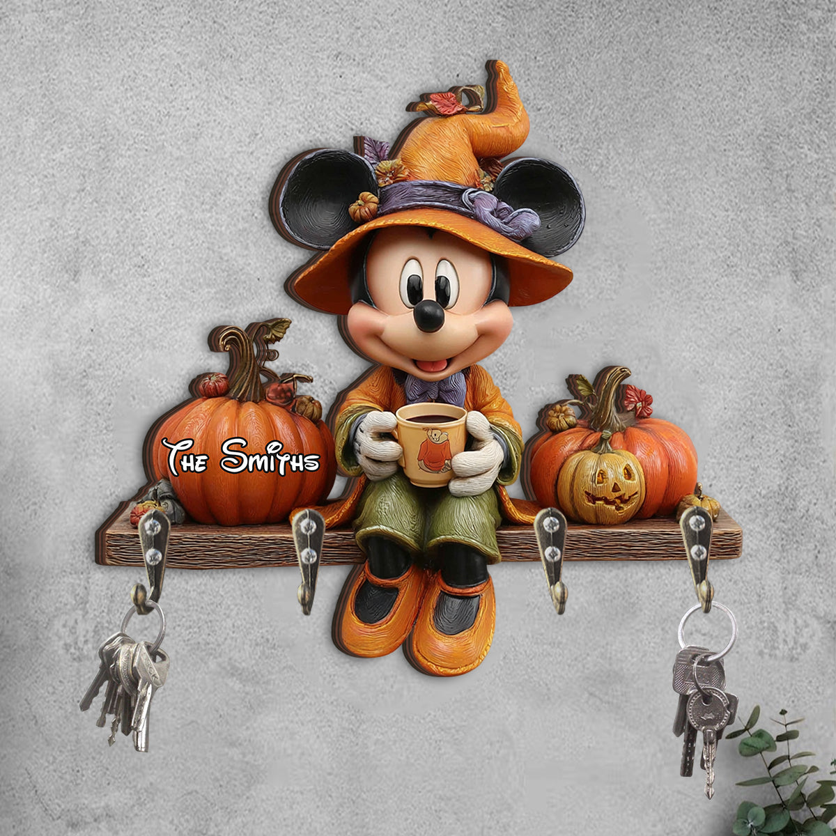 Hello Fall - Personalized Mouse Custom Shaped Key Rack