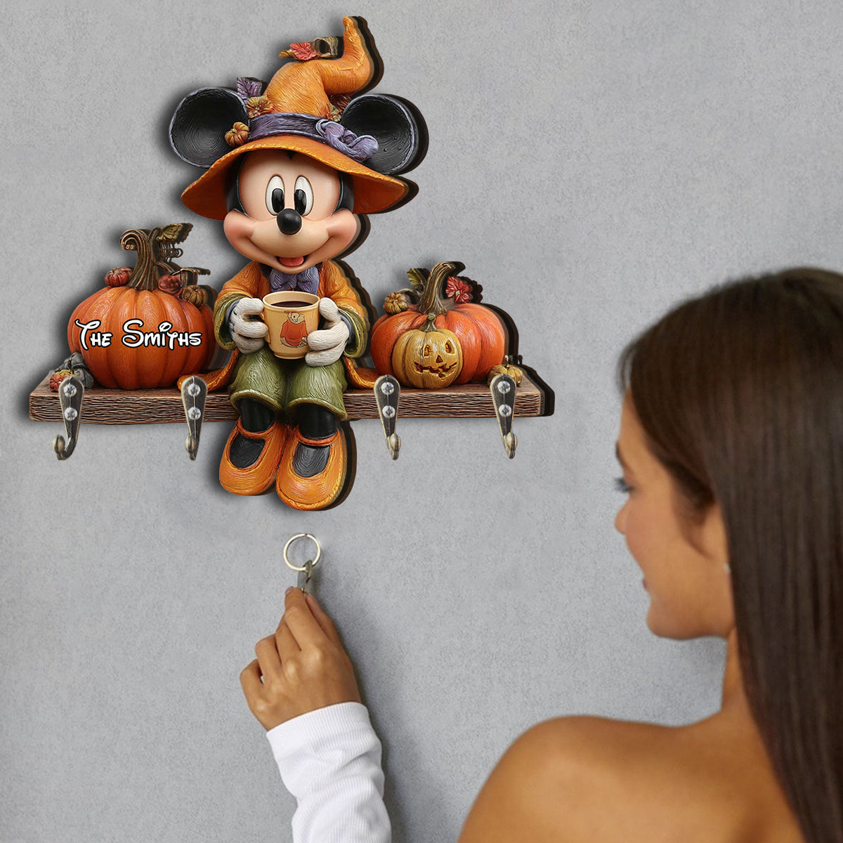 Hello Fall - Personalized Mouse Custom Shaped Key Rack