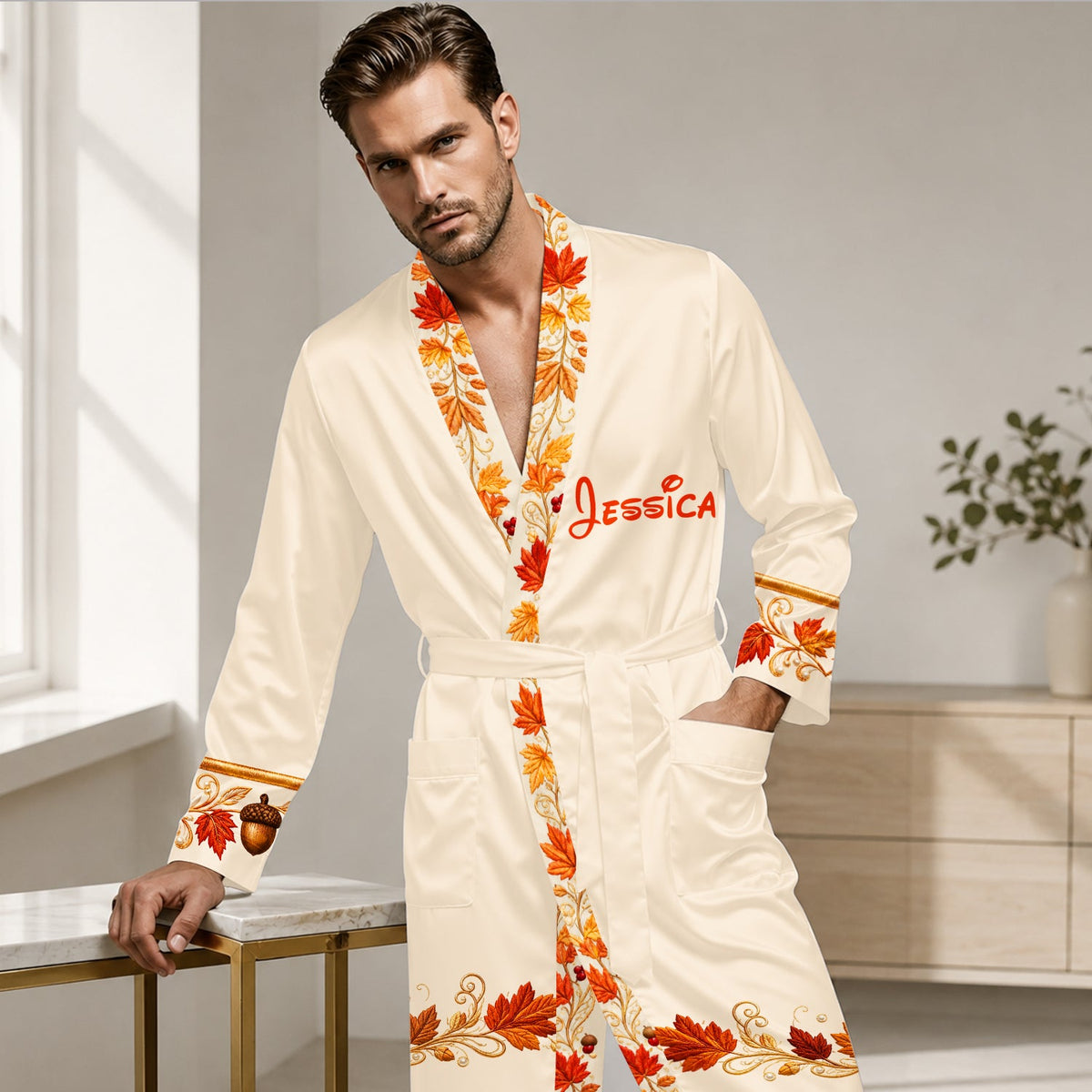 Fall Vibes - Personalized Mouse Satin Robe