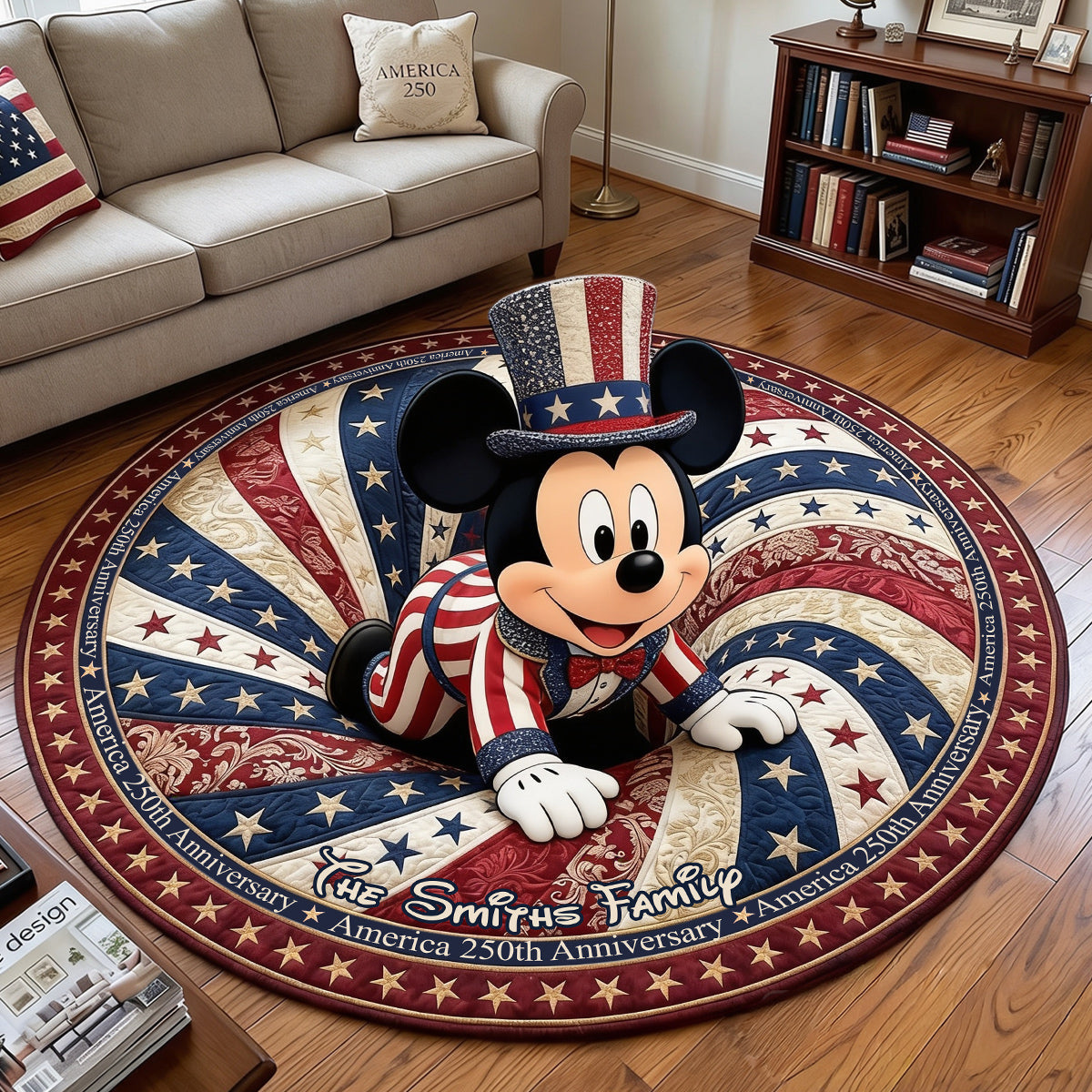 America 250th Anniversary - Personalized Mouse Non-Slip Tufted Rug