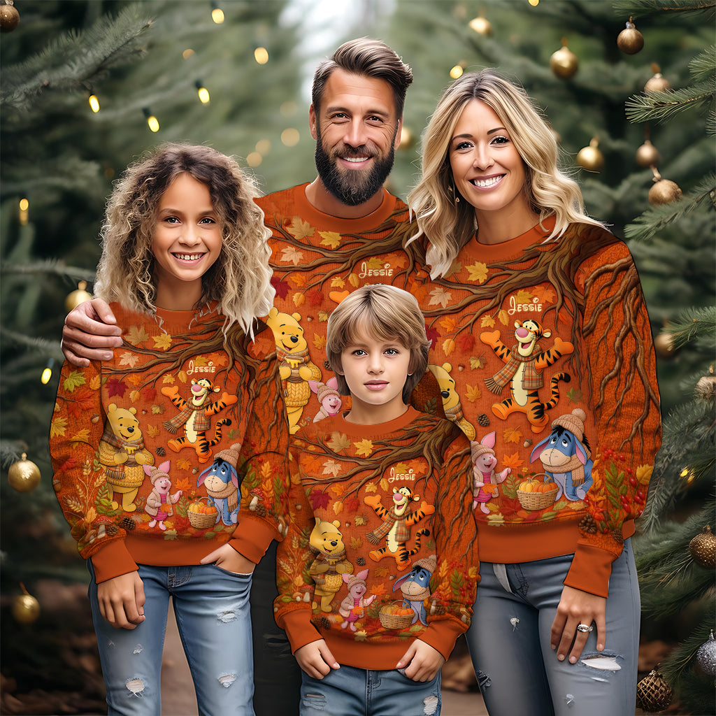 Autumn Vibe - Personalized Yellow Bear Ugly Sweater