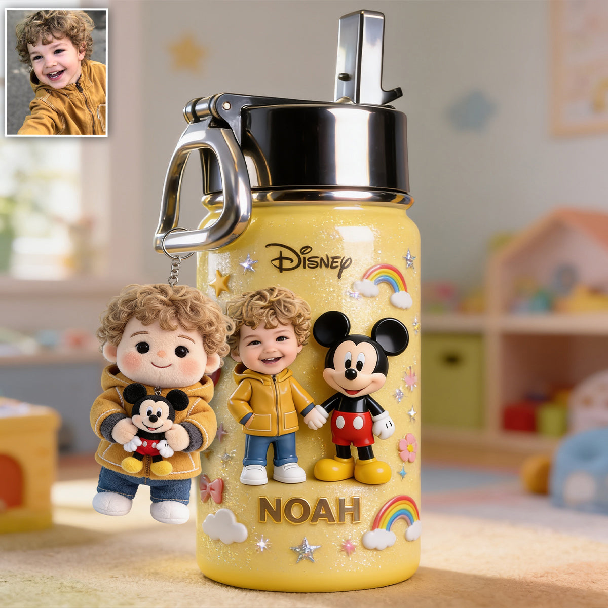 Custom Any Photo - Personalized Mouse Kids Water Bottle