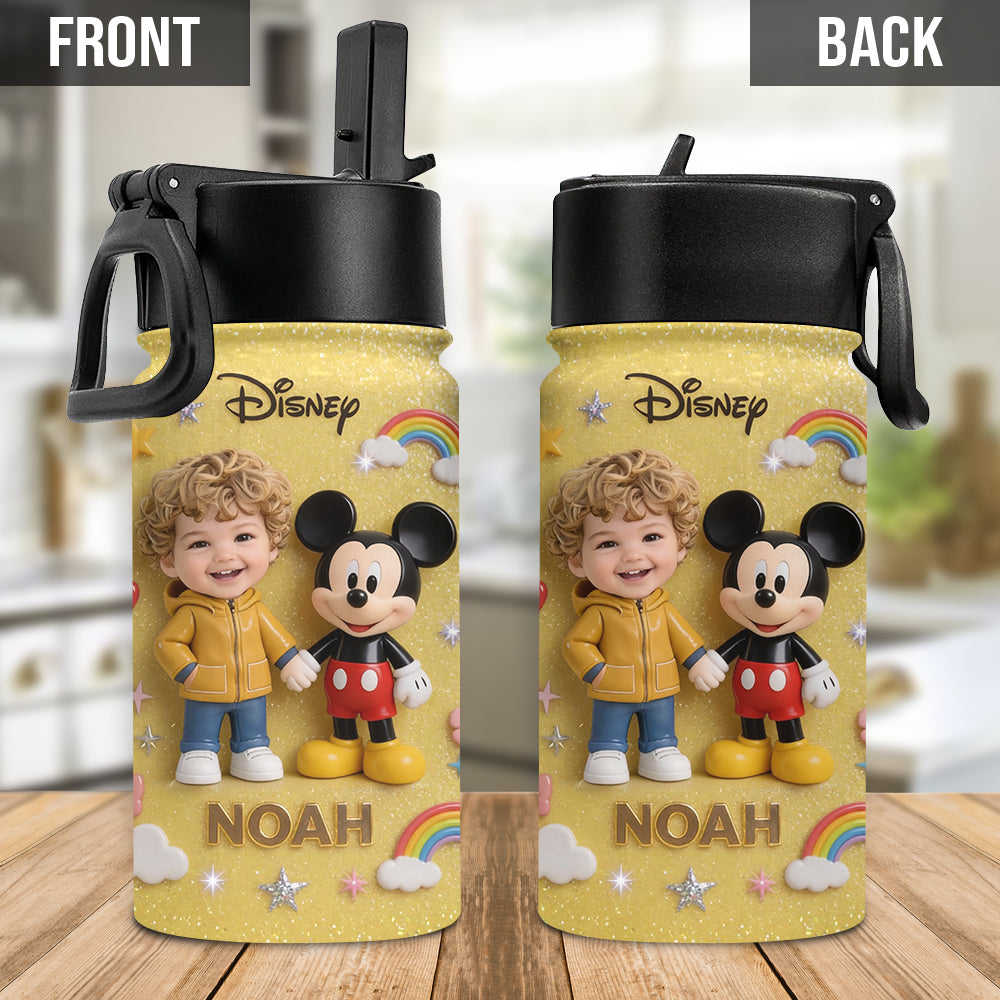 Custom Any Photo - Personalized Mouse Kids Water Bottle