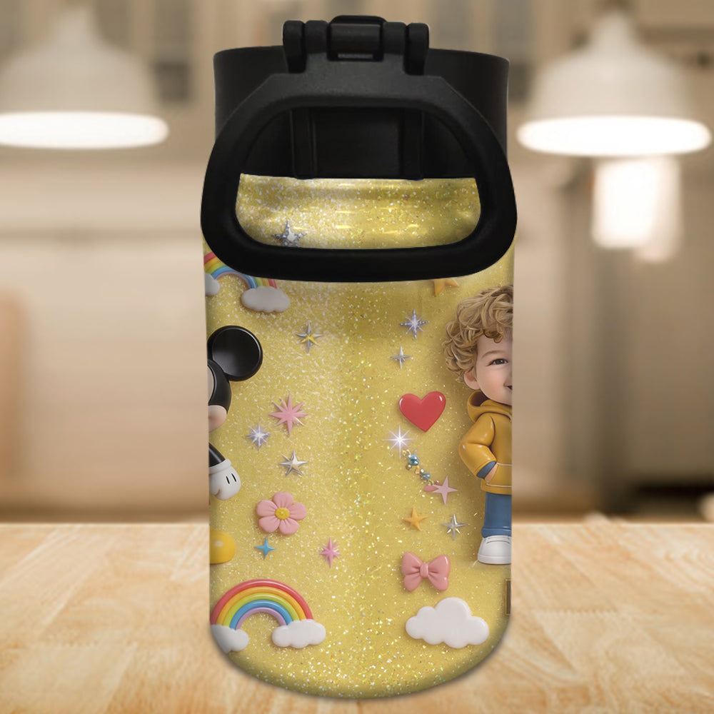 Custom Any Photo - Personalized Mouse Kids Water Bottle
