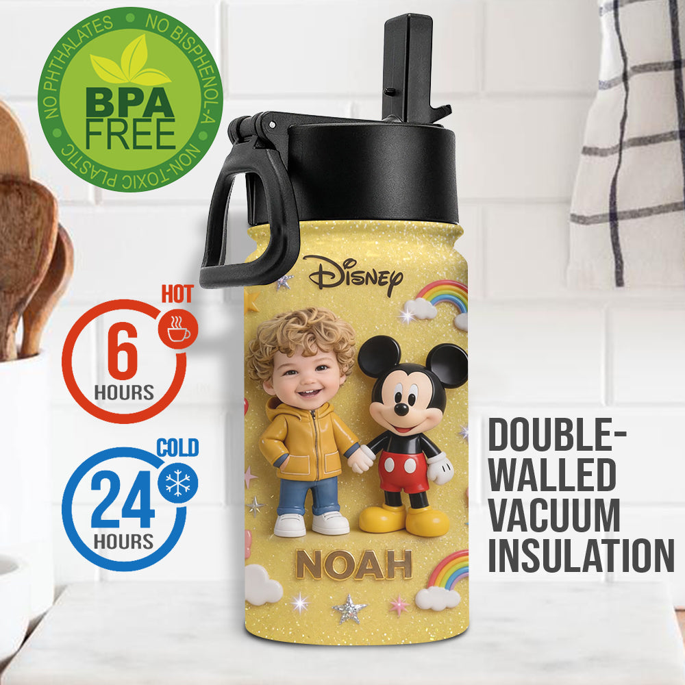 Custom Any Photo - Personalized Mouse Kids Water Bottle