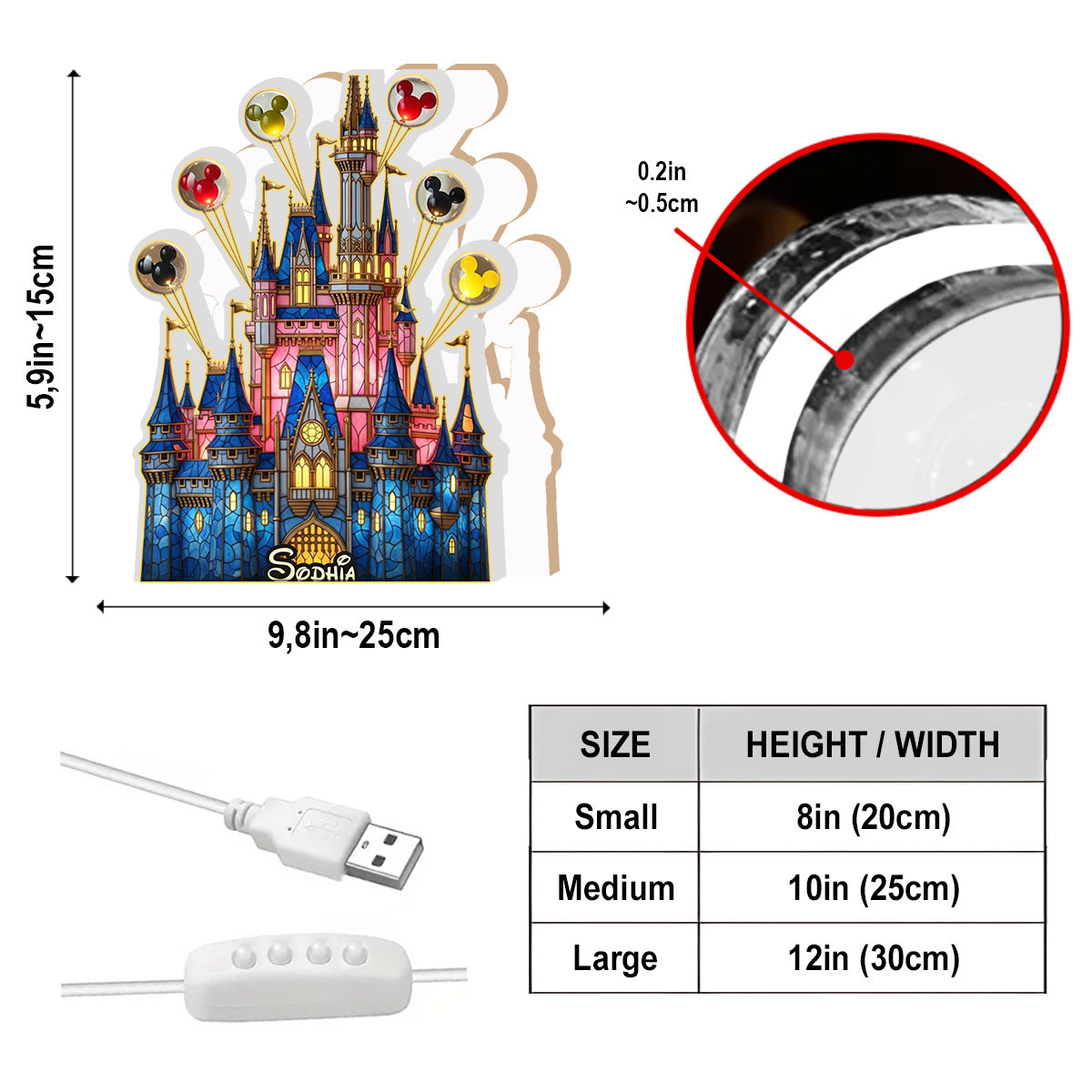 Magical Castle - Personalized Mouse Acrylic LED Night Light