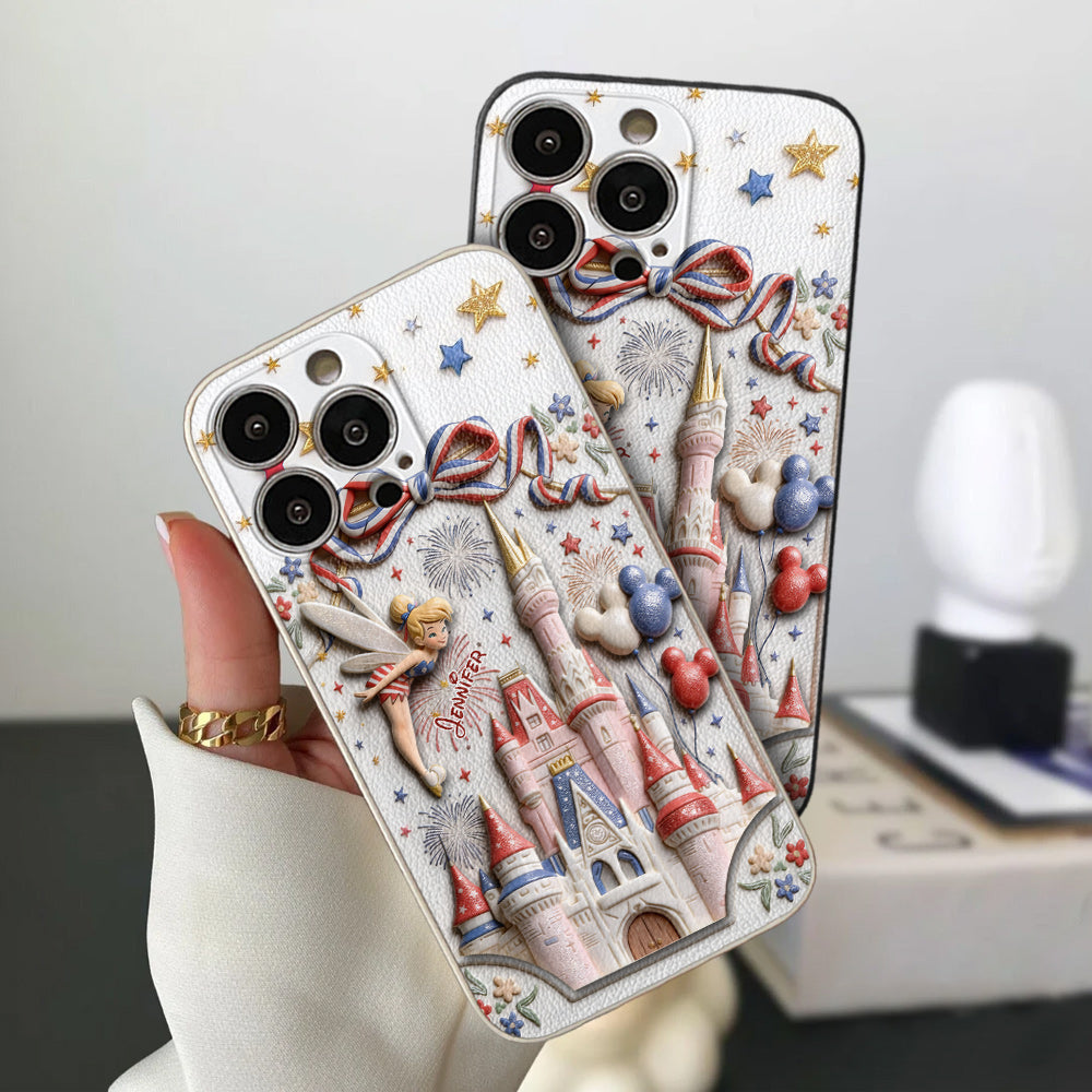 USA 250th Anniversary - Personalized Dream Trip 3D Embossed Leather Phone Case