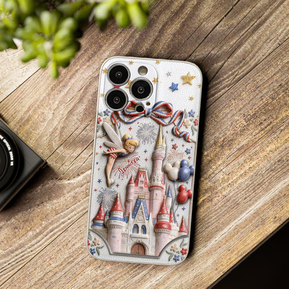 USA 250th Anniversary - Personalized Dream Trip 3D Embossed Leather Phone Case