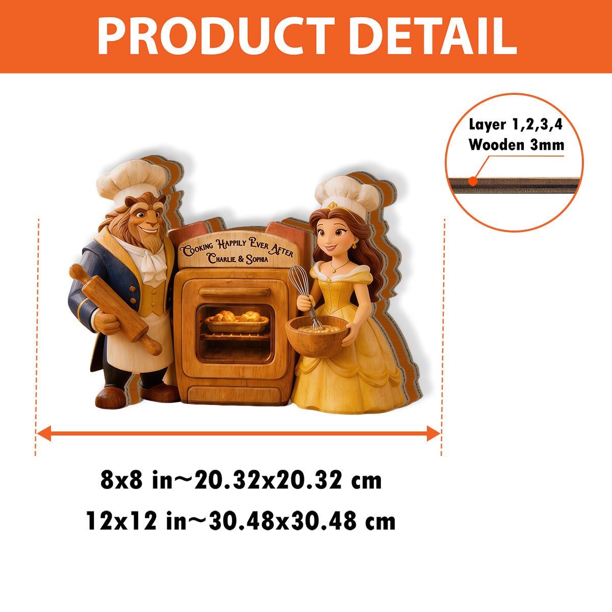 Cooking Happily Ever After - Personalized Beauty And The Beast Wooden Desk Organizer