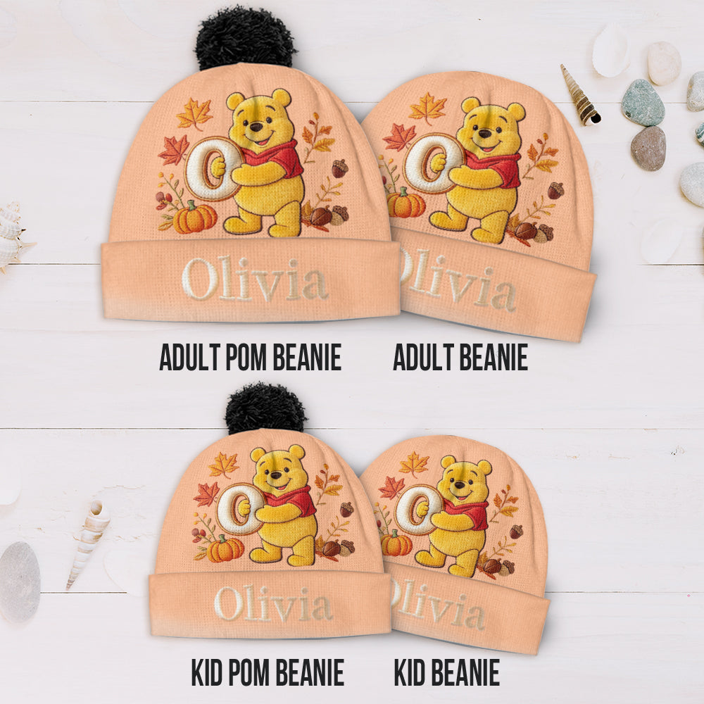 Fall Vibes - Personalized Yellow Bear Beanie Hat