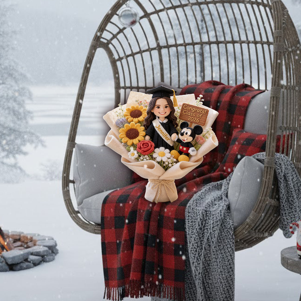 Magical Graduation Bouquet Of Dream - Personalized Graduation Premium Faux Fur Pillow