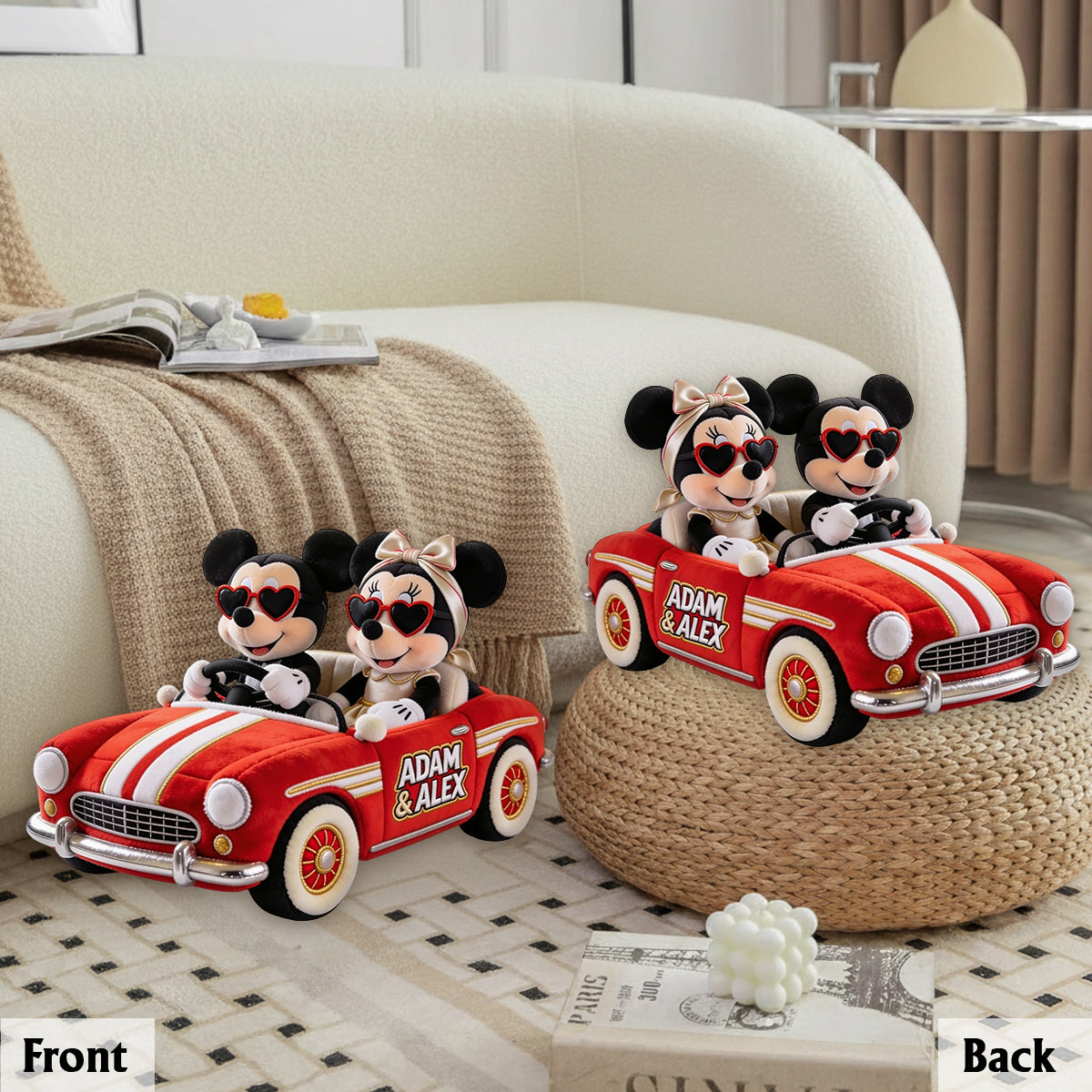 Love On The Wheel - Personalized Mouse Premium Faux Fur Pillow