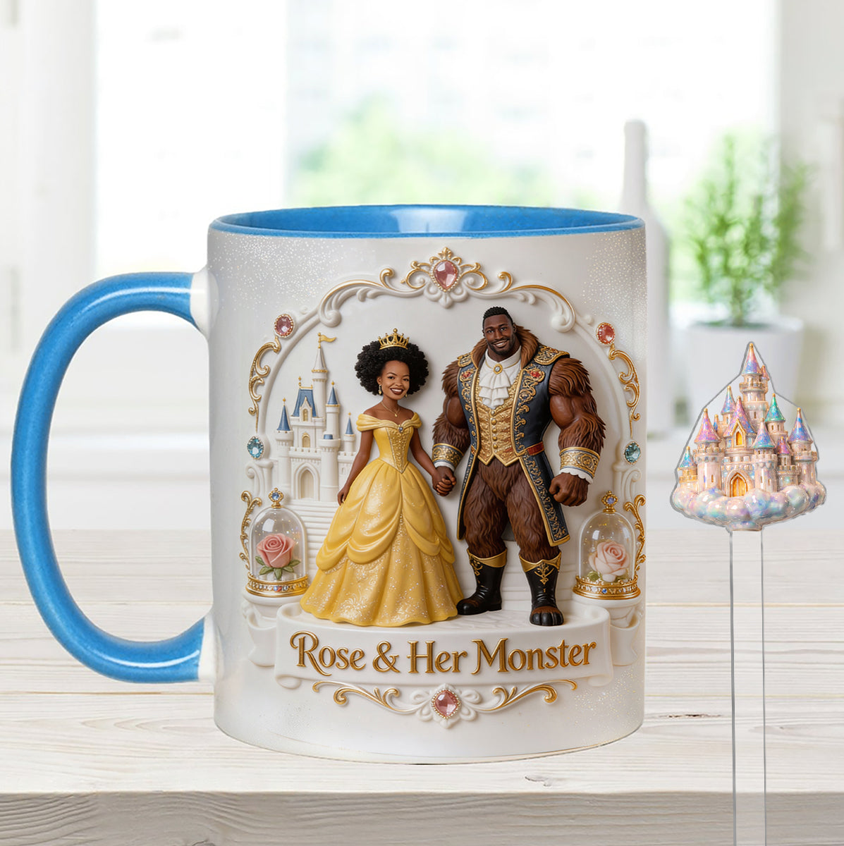 Beaty & The Beast - Personalized Beauty And The Beast Set Accent Mug with Acrylic Stirrers
