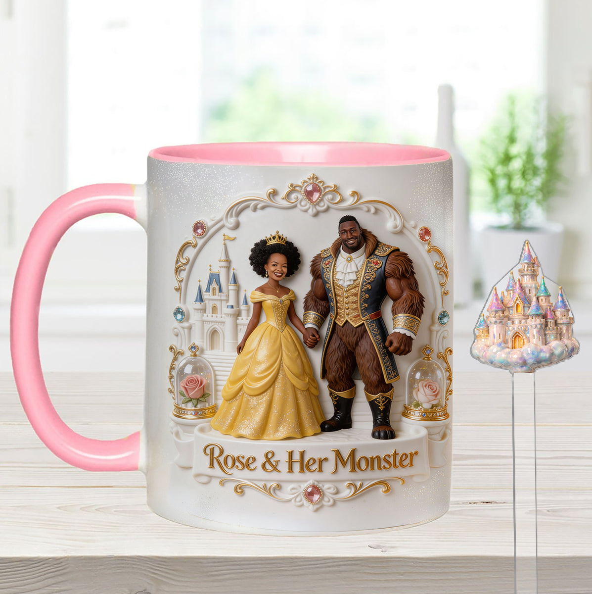 Beaty & The Beast - Personalized Beauty And The Beast Set Accent Mug with Acrylic Stirrers