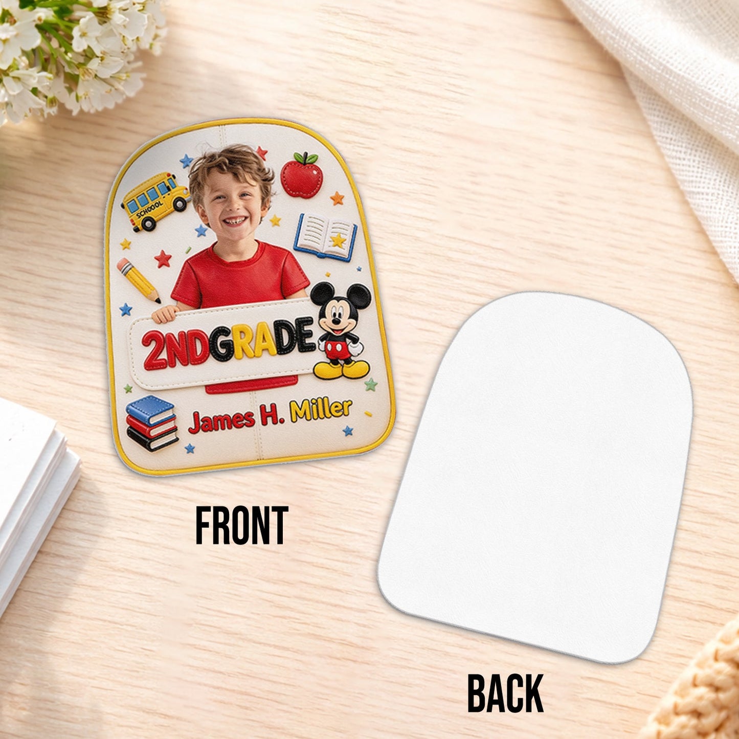 Magical Friend Back To School Gift - Personalized Mouse Changeable Leather Patch Backpack