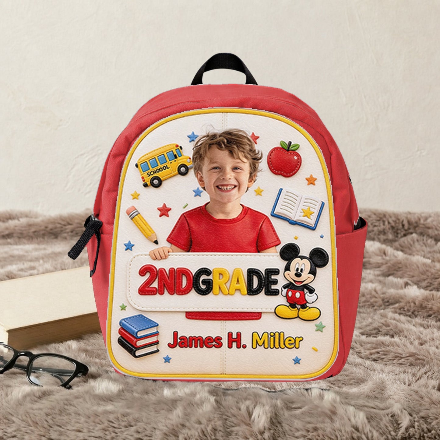Magical Friend Back To School Gift - Personalized Mouse Changeable Leather Patch Backpack