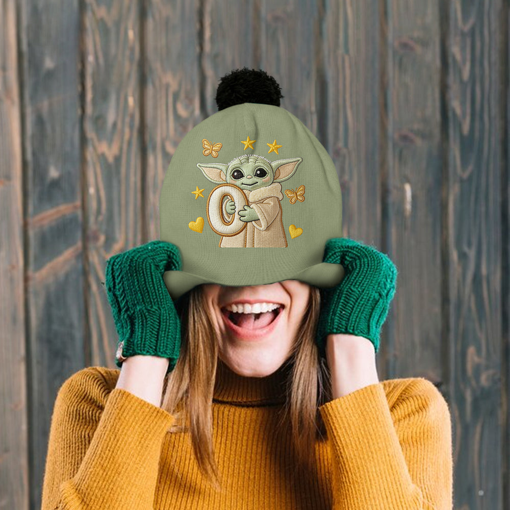 Initial Green Baby - Personalized The Force Beanie Hat