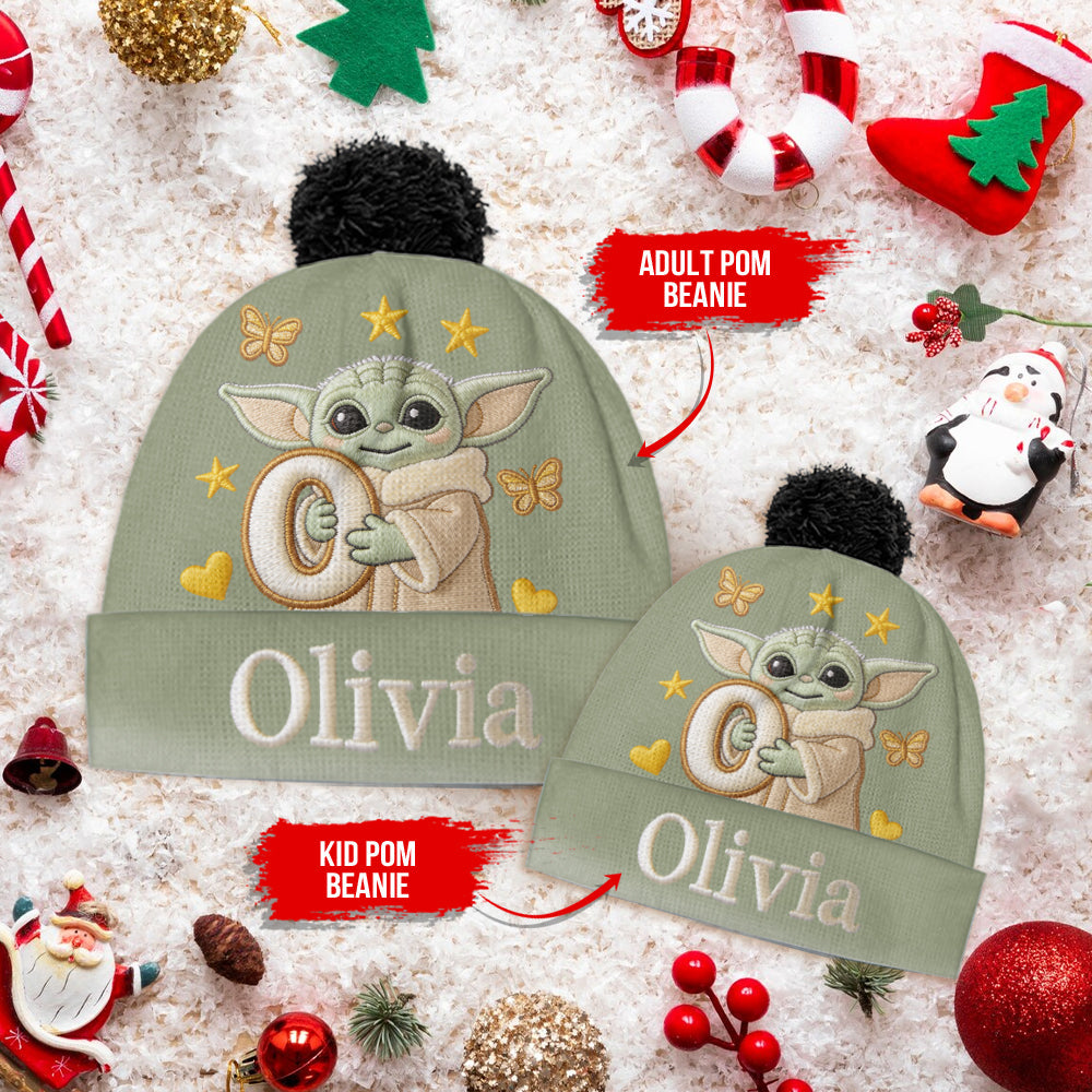 Initial Green Baby - Personalized The Force Beanie Hat
