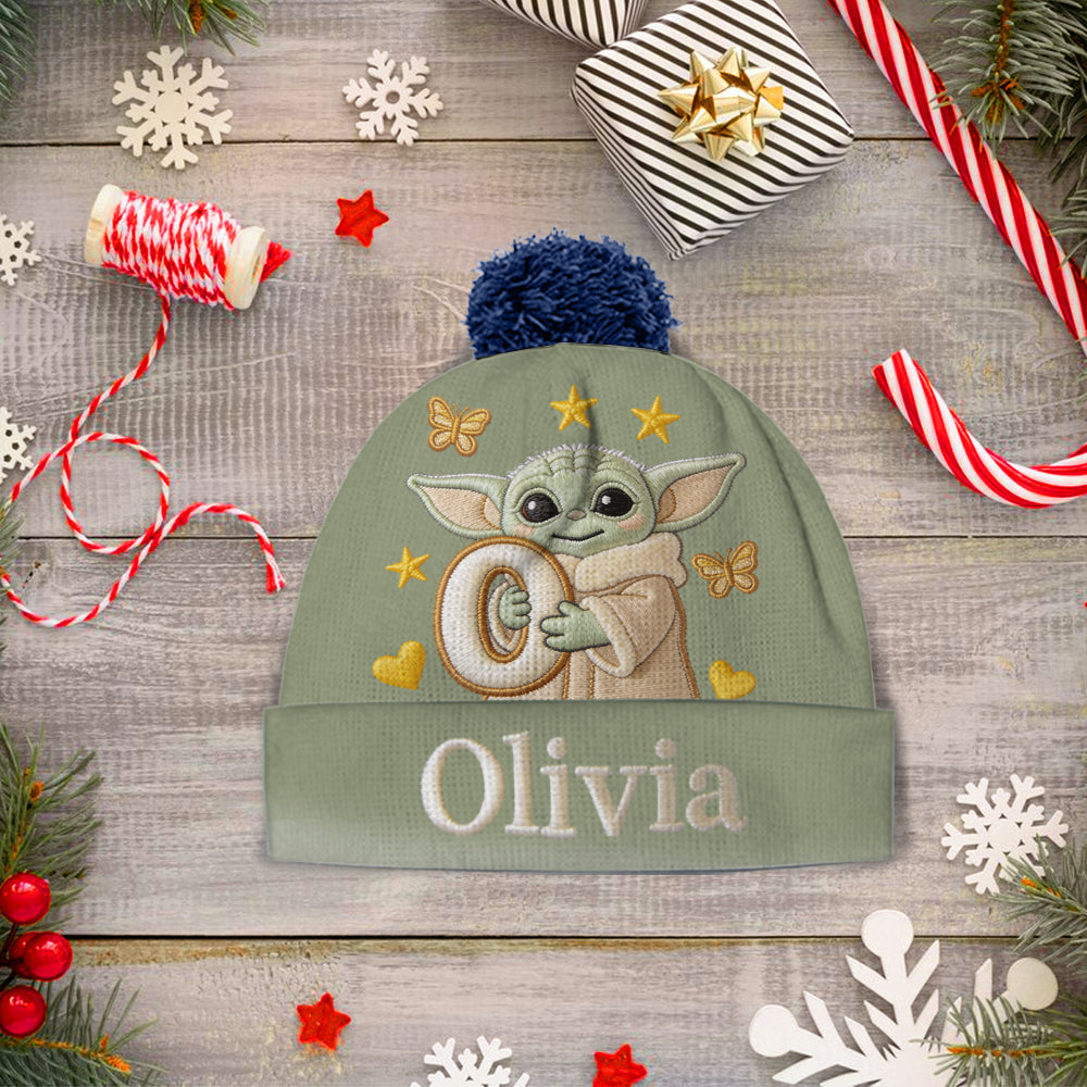Initial Green Baby - Personalized The Force Beanie Hat