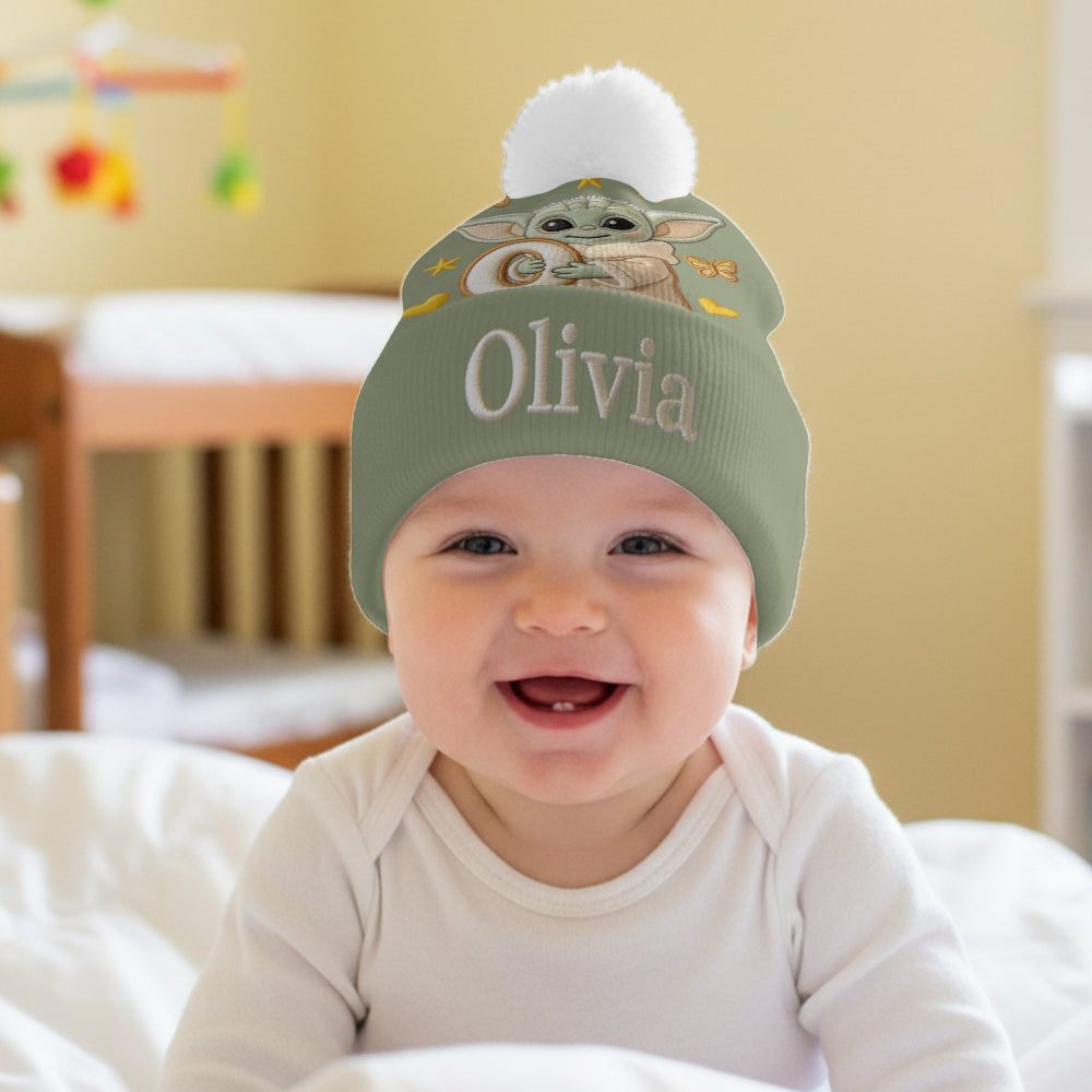Initial Green Baby - Personalized The Force Beanie Hat