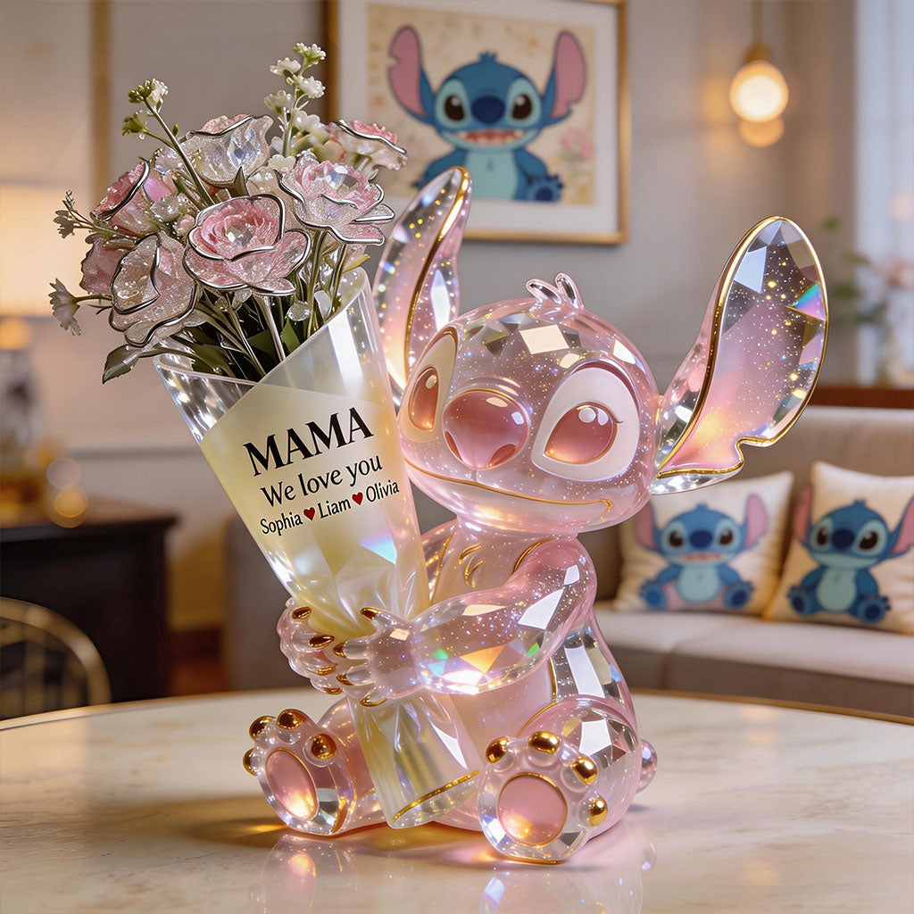 Cute Alien Mom - Personalized Ohana Custom Shaped Acrylic Plaque