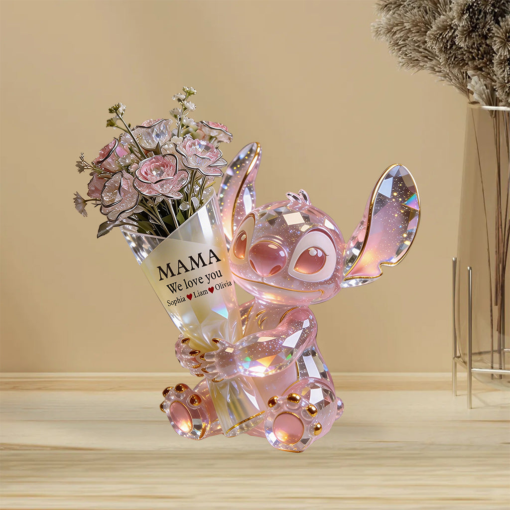 Cute Alien Mom - Personalized Ohana Custom Shaped Acrylic Plaque