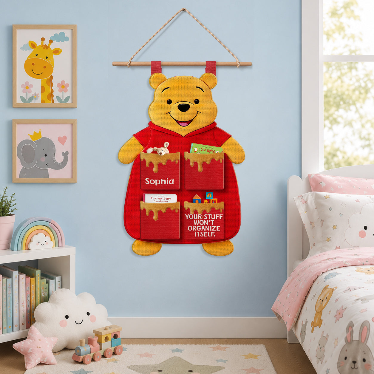 Honey Bear - Personalized Yellow Bear Hanging Organizer