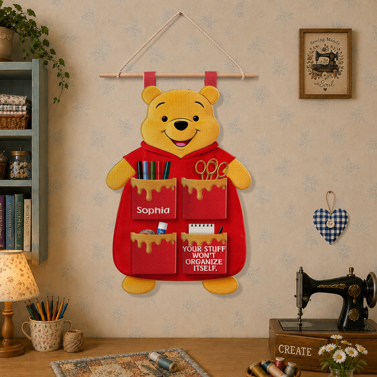 Honey Bear - Personalized Yellow Bear Hanging Organizer