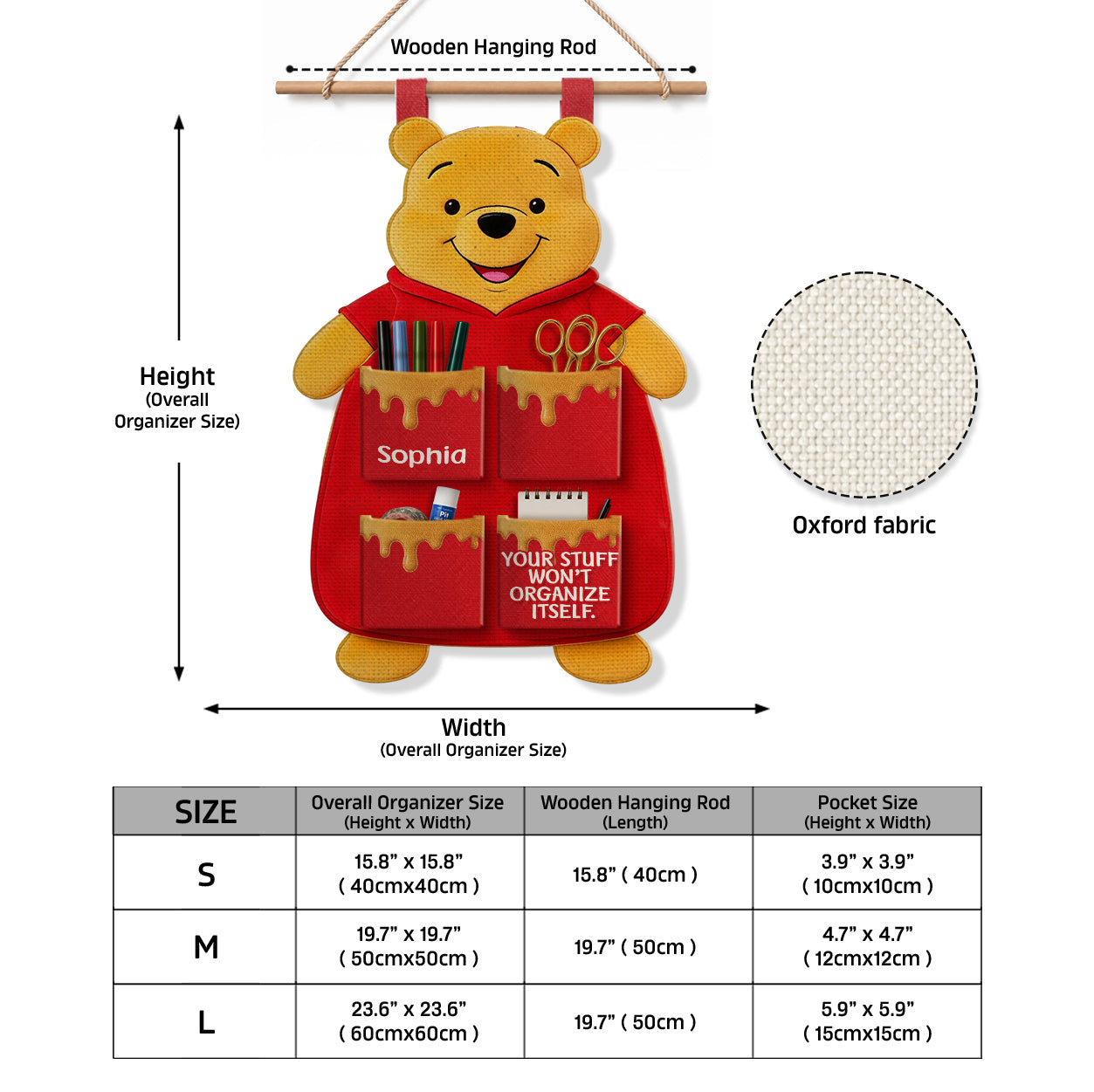 Honey Bear - Personalized Yellow Bear Hanging Organizer
