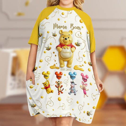Mama Bear - Personalized Mouse Sleep T-shirt Dress