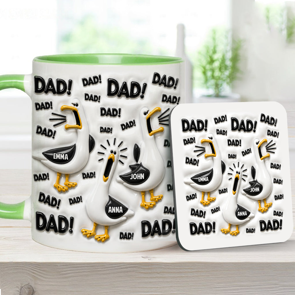 Funny Seagull Gift For Dad - Personalized Father Accent Mug & Coaster