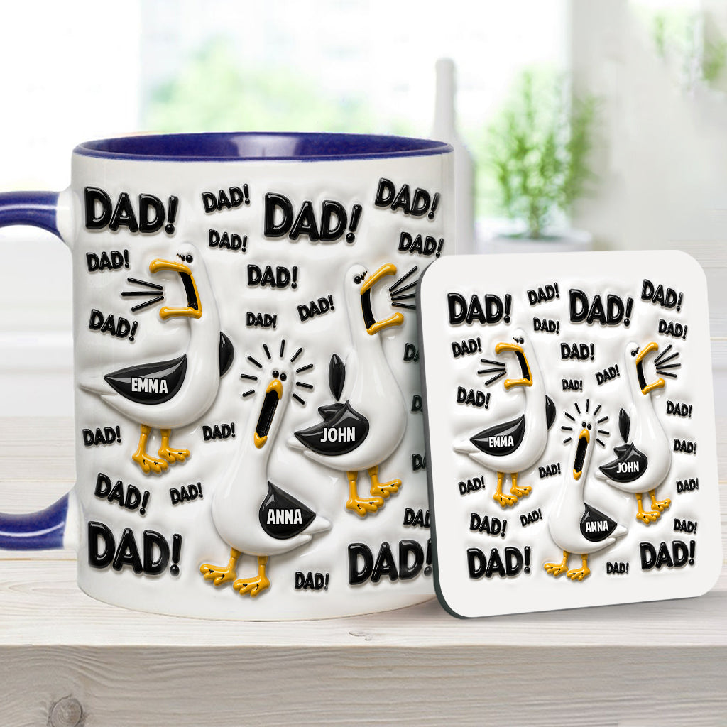 Funny Seagull Gift For Dad - Personalized Father Accent Mug & Coaster