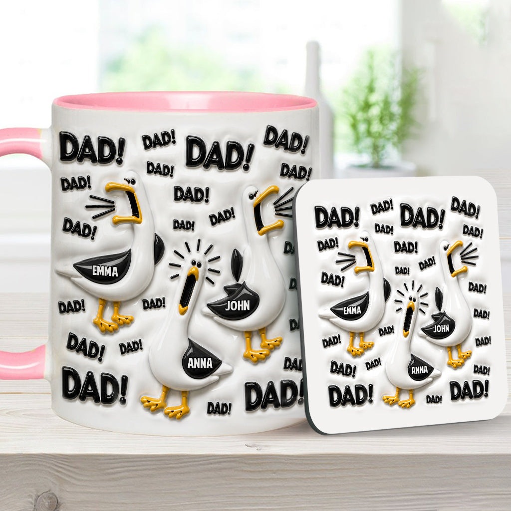 Funny Seagull Gift For Dad - Personalized Father Accent Mug & Coaster