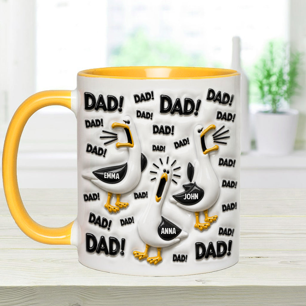 Funny Seagull Gift For Dad - Personalized Father Accent Mug & Coaster
