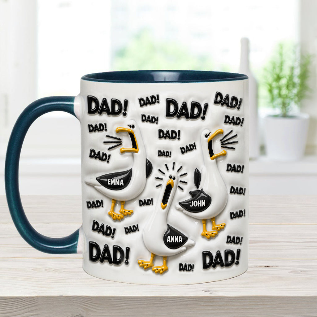 Funny Seagull Gift For Dad - Personalized Father Accent Mug & Coaster
