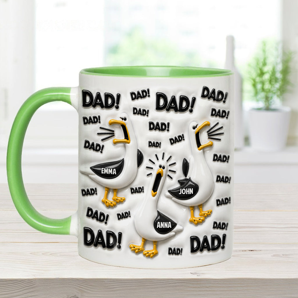 Funny Seagull Gift For Dad - Personalized Father Accent Mug & Coaster