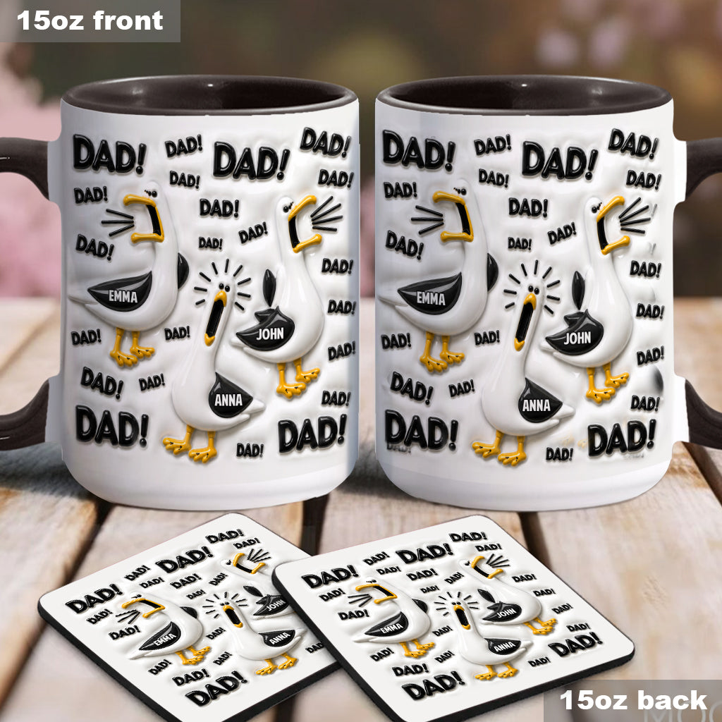 Funny Seagull Gift For Dad - Personalized Father Accent Mug & Coaster
