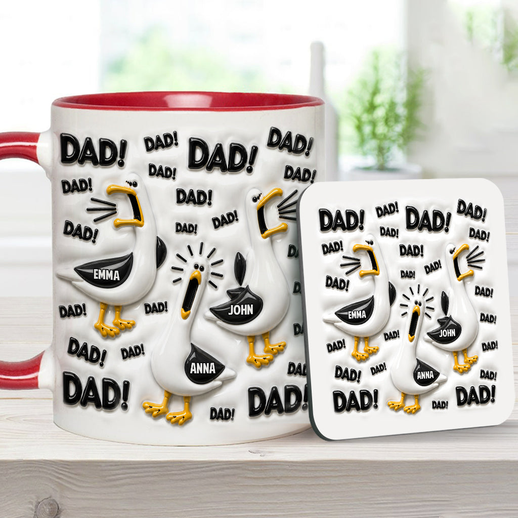 Funny Seagull Gift For Dad - Personalized Father Accent Mug & Coaster