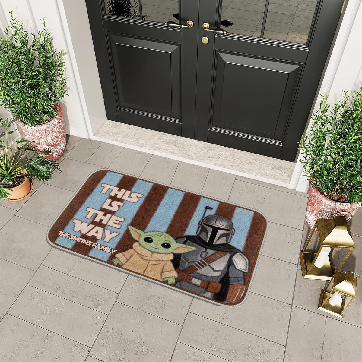 This Is The Way Retro Stripes - Personalized The Force Non-Slip Tufted Rug